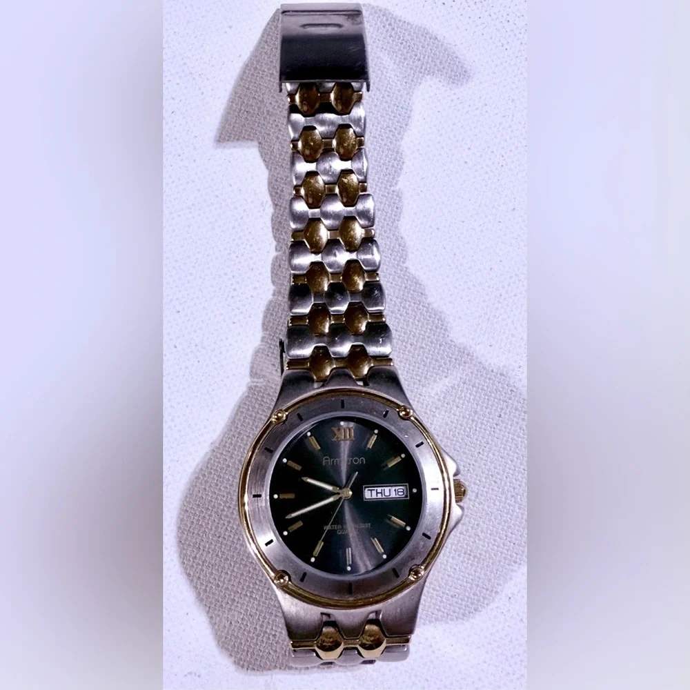 Armitron Two-Tone Silver and Gold Watch with Black Dial